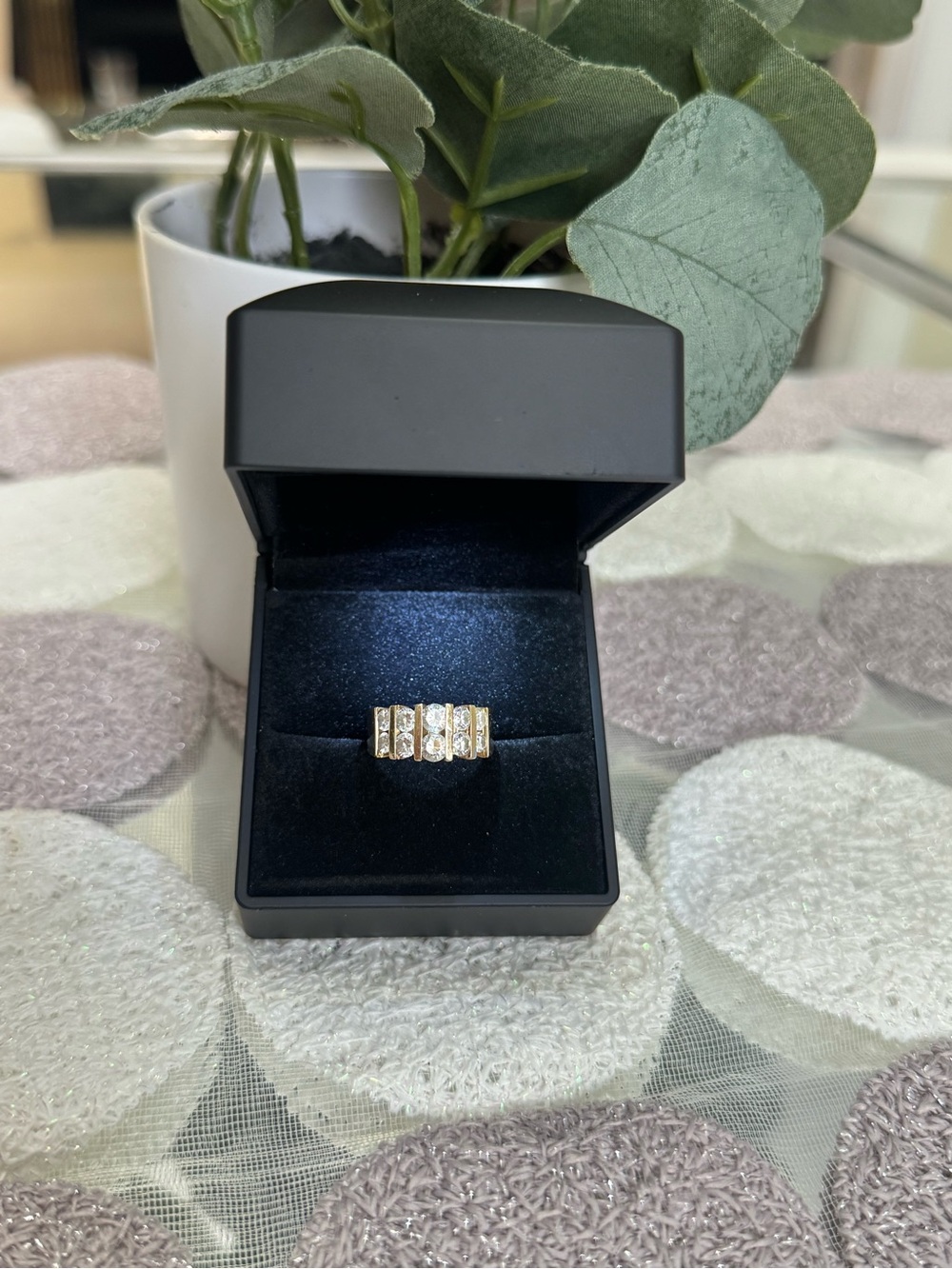 14k Yellow Gold with natural Diamond Ring